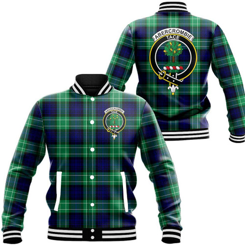 1sttheworld Jacket - Abercrombie Clan Tartan Crest Baseball Jacket A7