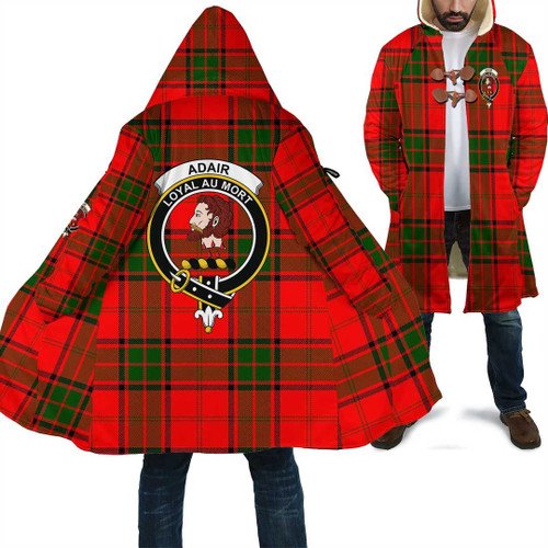 1sttheworld Hooded Coat - Adair Clan Tartan Crest Cloak A7