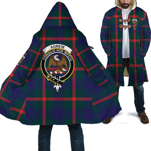 1sttheworld Hooded Coat - Agnew Modern Clan Tartan Crest Cloak A7