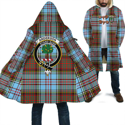 1sttheworld Hooded Coat - Anderson Ancient Clan Tartan Crest Cloak A7