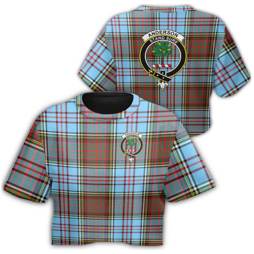 1sttheworld T-Shirt - Anderson Ancient Clan Tartan Crest Croptop T-Shirt A7
