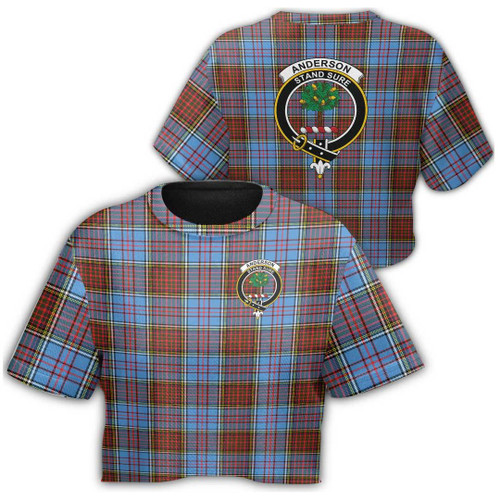 1sttheworld T-Shirt - Anderson Modern Clan Tartan Crest Croptop T-Shirt A7