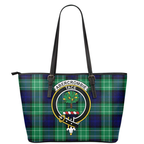 1sttheworld Bag - Abercrombie Clan Tartan Crest Leather Tote A7