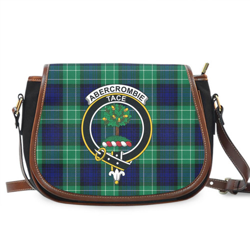 1sttheworld Bag - Abercrombie Clan Tartan Crest Saddle Bag A7