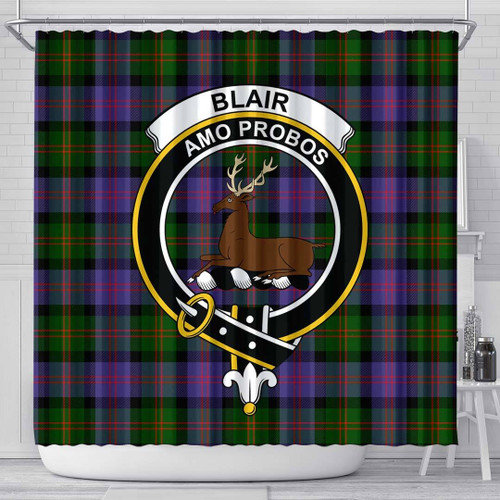 1sttheworld Shower Curtain - Blair Modern Clan Tartan Crest Shower Curtain A7