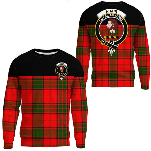 1sttheworld Clothing - Adair Clan Tartan Crest Sweatshirt Special Version A7