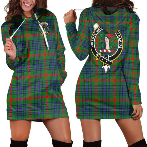 1sttheworld Hoodie Dress - Aiton Clan Tartan Crest Hoodie Dress A7