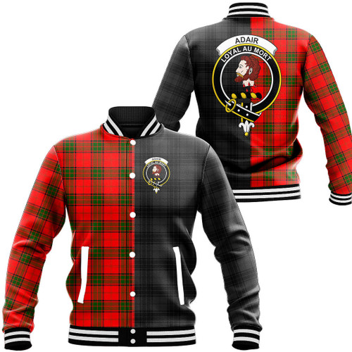 1sttheworld Clothing - Adair Clan Tartan Crest Baseball Jacket - The Half A7