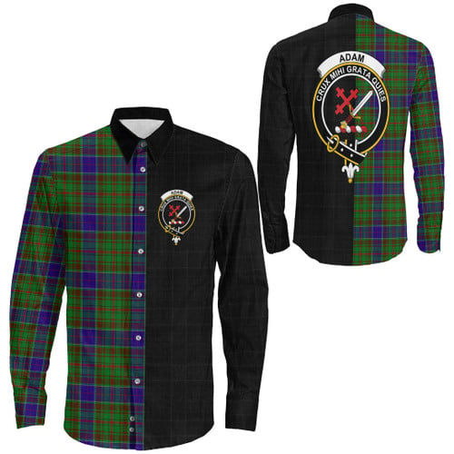 1sttheworld Clothing - Adam Clan Tartan Crest Trick or Treat Halloween Long Sleeve Button Shirt A7