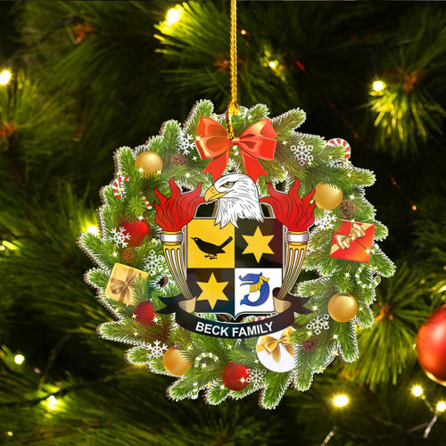 1stIreland USA Ornament  - Beck American Family Crest Custom Shape Ornament - Christmas Fir Wreath A7
