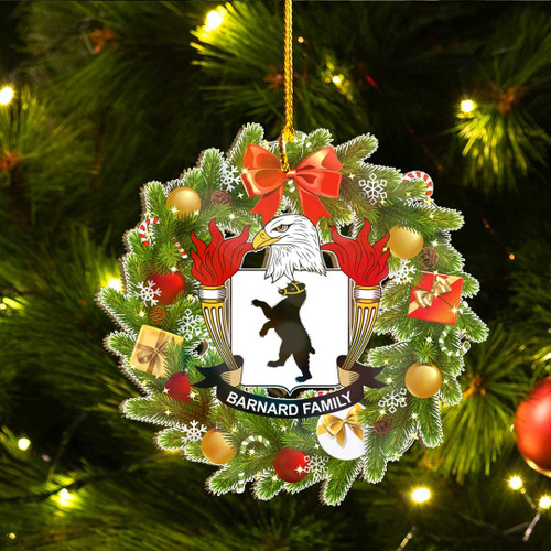 1stIreland USA Ornament  - Barnard American Family Crest Custom Shape Ornament - Christmas Fir Wreath A7