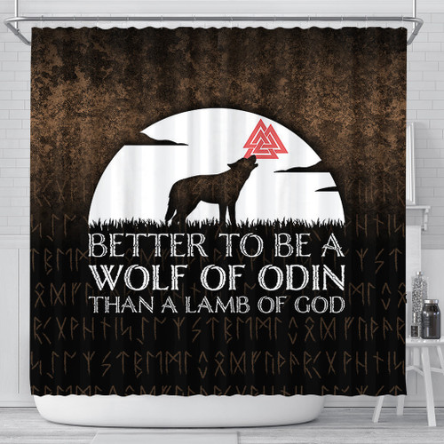 1sttheworld Shower Curtain - Better To Be A Wolf Of Odin Than A Lamb Of God Shower Curtain A7