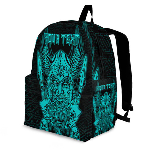 1sttheworld Backpack - (Custom) Odin And Raven Turquoise Viking Backpack A95
