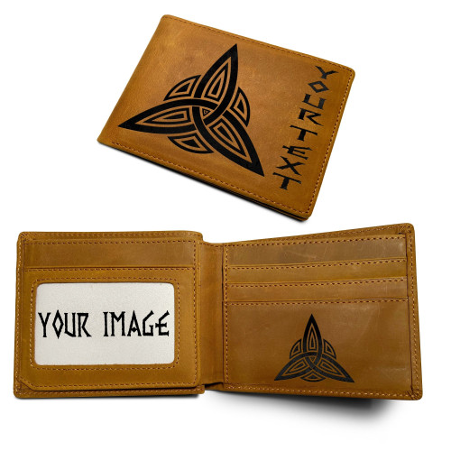 1sttheworld Viking Wallet (Custom) - Elements Of The Nature Amulet Of Vikings  Double Sided Engraved Leather Wallet A35