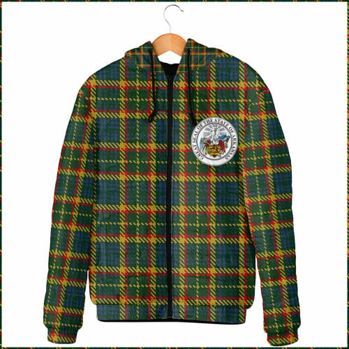 1sttheworld Clothing - Arkansas State Tartan Hooded Padded Jacket A31