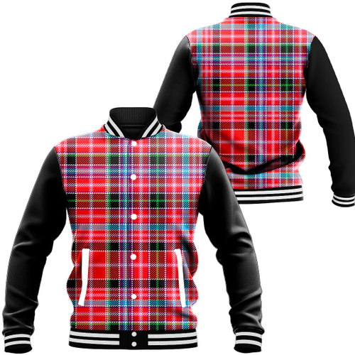1sttheworld Clothing - Aberdeen District Tartan Baseball Jacket - Black Sleeves A7