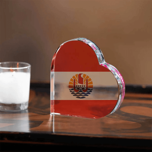 1sttheworld Accessories -  Tahiti  French Polynesia Heart Shaped Acrylic Desktop Ornament A95