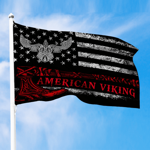 1sttheworld Flag - A Raven With Open Wings Sign Of Vikingst Viking American Flag A31