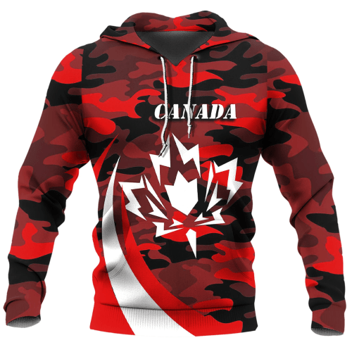 1sttheworld Clothing - Canada Red Camo and Leaf Hoodie A35