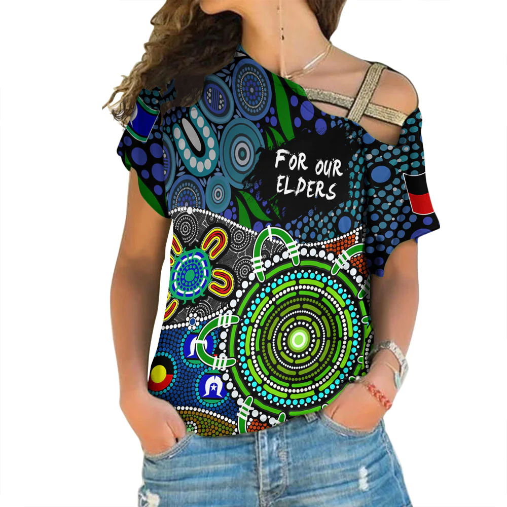 1sttheworld Clothing -  Generation Connection NAIDOC Week 2023 One Shoulder Shirt A31