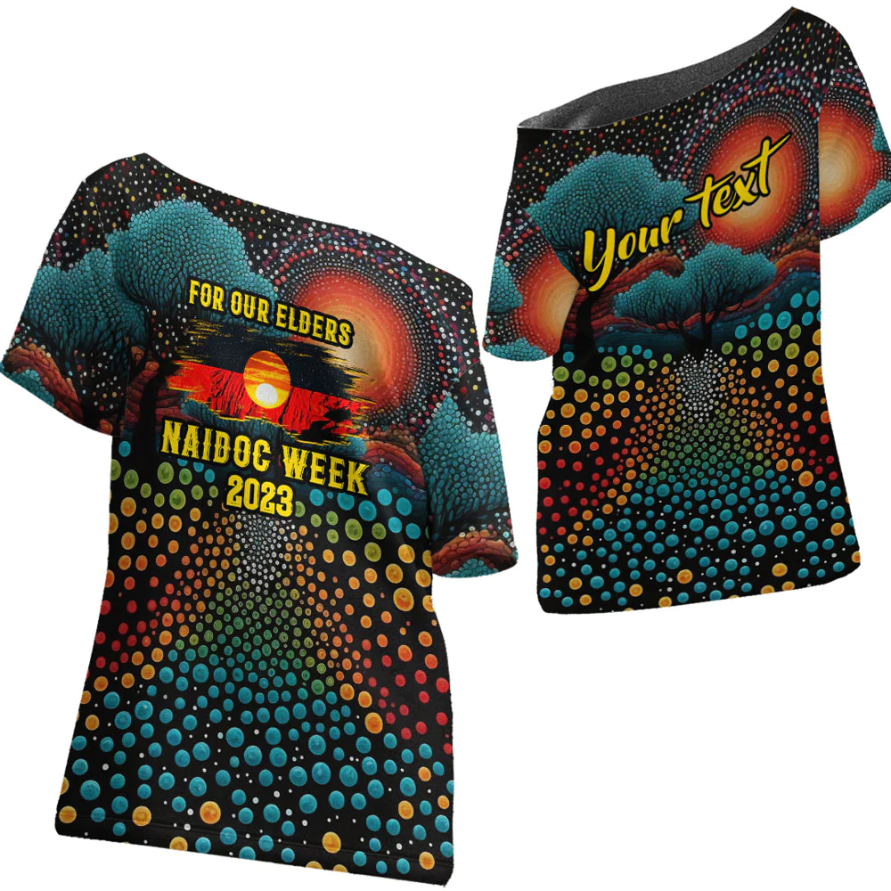 1sttheworld Clothing - For Our Elders Naidoc Week 2023 - Off Shoulder T-Shirt A7