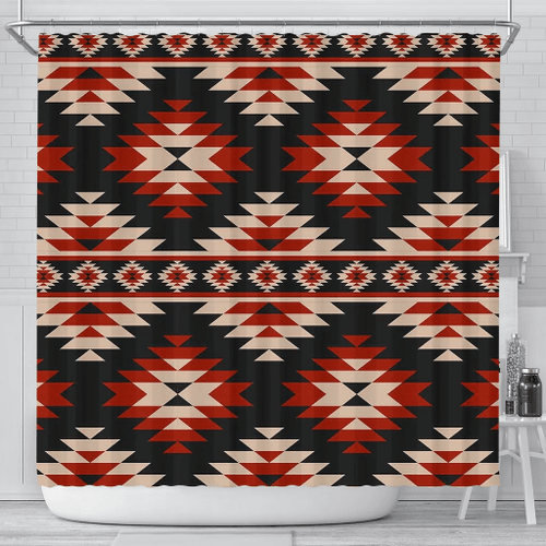 1sttheworld Shower Curtain -  Shower Curtain America-Geometric Ethnic Seamless Pattern Traditional. American,Mexican Style A35