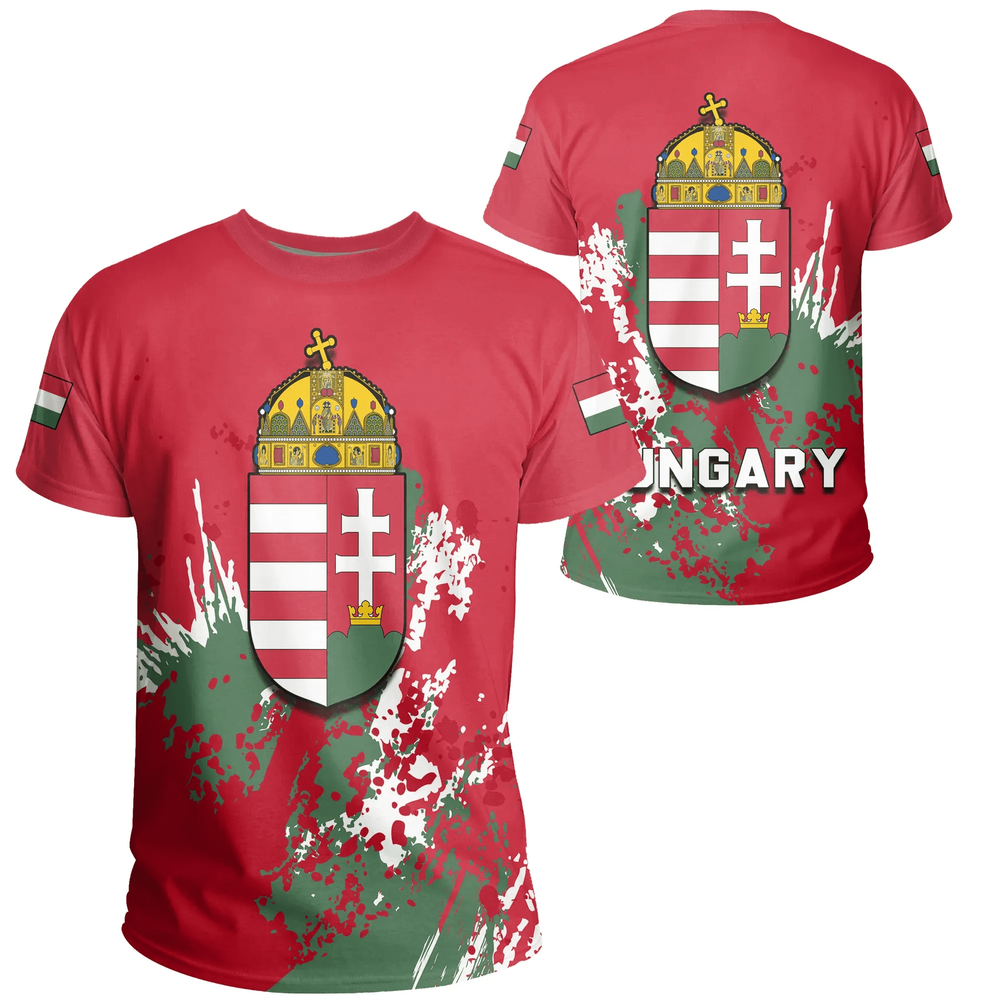 Hungary Coat Of Arms T-Shirt Spaint Style J8W