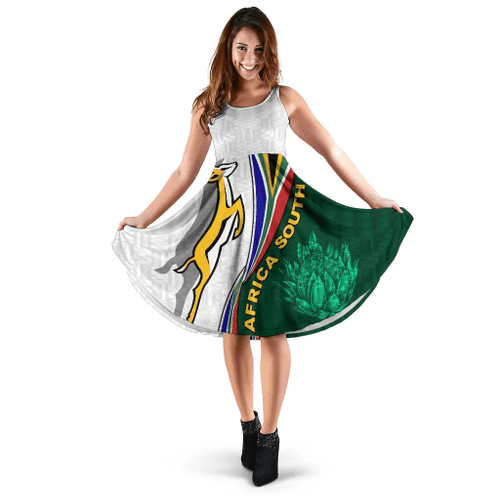 1sttheworld Dress - South Africa Women's Dress Springboks Rugby Be Unique - White K8