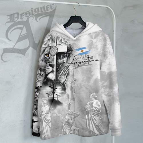 1sttheworld Clothing - Argentina Hoodie Jesus Pray and The Lion of Judah A7
