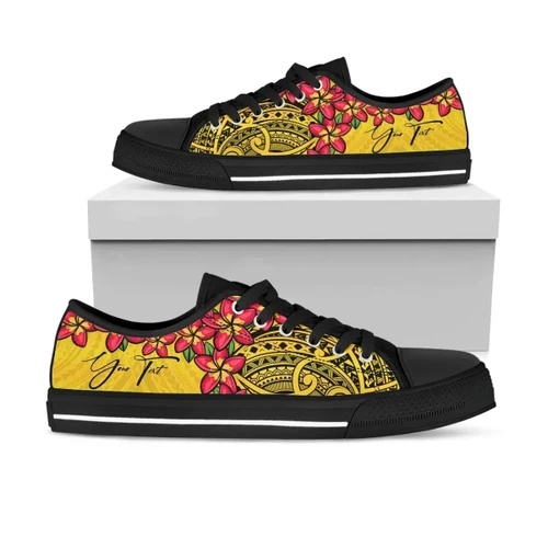 (Custom) Polynesian Plumeria Yellow Low Top Shoes Personal Signature A24