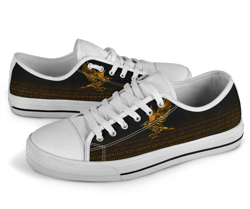 Vikings Low Top Shoe - Raven Tattoo Style Gold A27