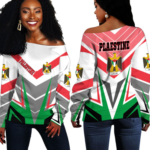 1sttheworld Clothing - Palestine Off Shoulder Sweaters Sporty Style A35