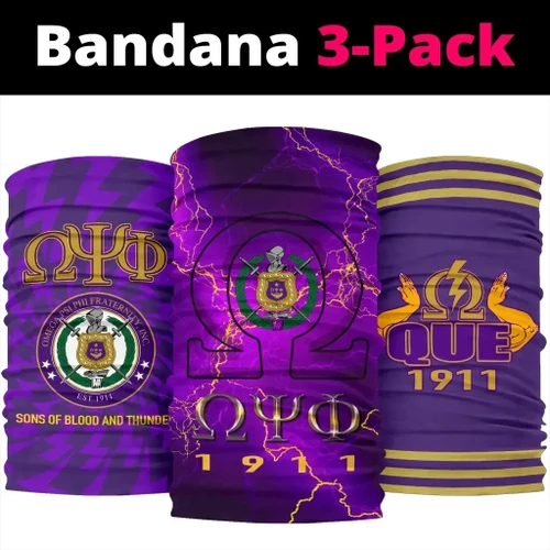 1sttheworld Bandana Multi-Functional - Omega Psi Phi Mixed Bandana 3-Pack J0