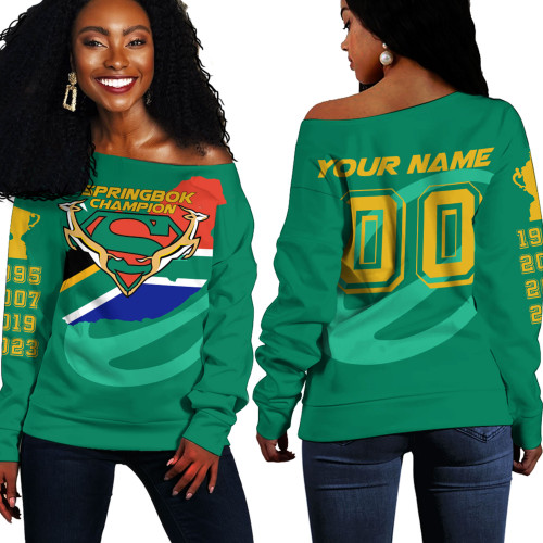 Springboks Clothing - 2023 South Africa Rugby Champion Off Shoulder Sweaters T5