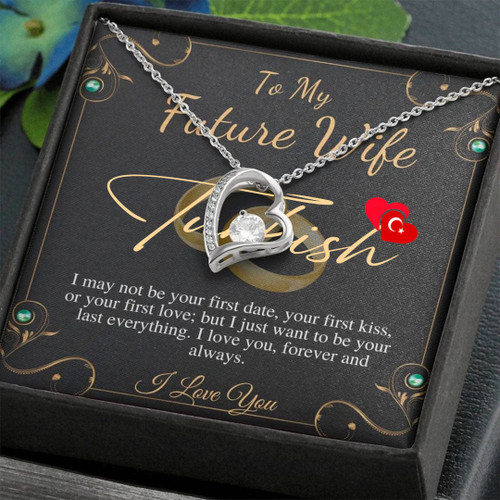 Turkey Jewelry - To My Beautiful Wife Valentines Day Gift, To My To My Beautiful Wife Forever Love Necklace, Fiance Gift For Woman (You can Personalize Custom Text) A7