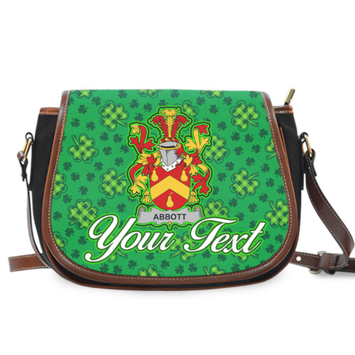 Ireland Abbott Irish Family Crest Saddle Bag - Pretty Green Plaid Irish Shamrock A7