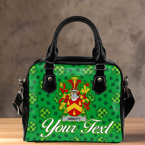 Ireland Abbott Irish Family Crest Shoulder Handbag - Pretty Green Plaid Irish Shamrock A7