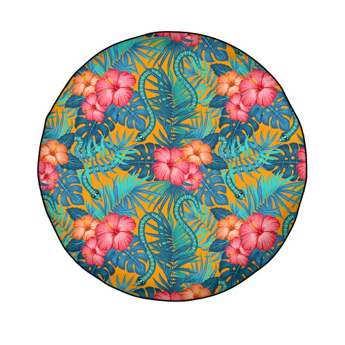 1sttheworld Spare Tire Cover - Tropical Hawaiian Pattern With Snakes A31