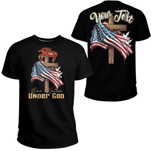 Turkey T-Shirt - America One Nation Under God Independence Day, Christian 4th of July, Jesus Lover America A7