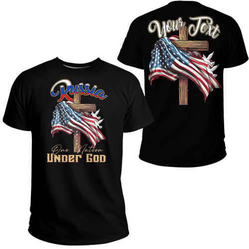 Russia T-Shirt - America One Nation Under God Independence Day, Christian 4th of July, Jesus Lover America A7