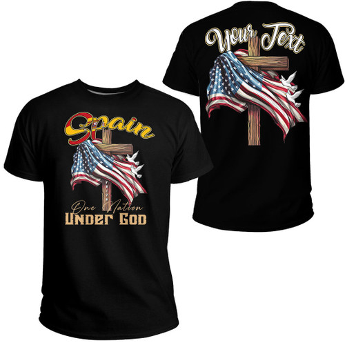 Spain T-Shirt - America One Nation Under God Independence Day, Christian 4th of July, Jesus Lover America A7