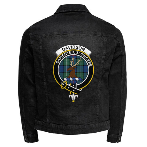 1sttheworld Tartan Clothing - Davidson of Tulloch Jacket - Scottish Badge Tartan Crest Denim Jacket A35