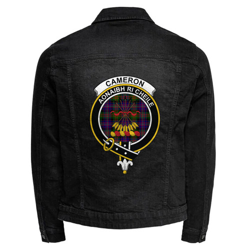 1sttheworld Tartan Clothing - Cameron of Erracht Modern Jacket - Scottish Badge Tartan Crest Denim Jacket A35