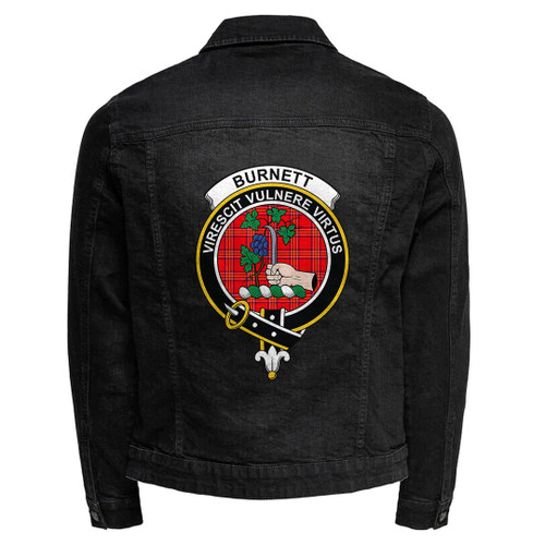 1sttheworld Tartan Clothing - Burnett Modern Jacket - Scottish Badge Tartan Crest Denim Jacket A35