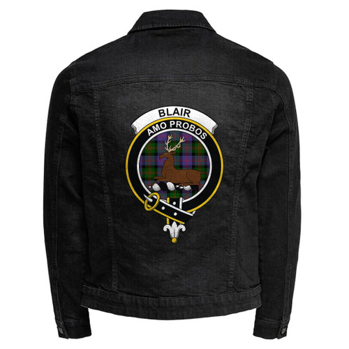 1sttheworld Tartan Clothing - Blair Modern Jacket - Scottish Badge Tartan Crest Denim Jacket A35