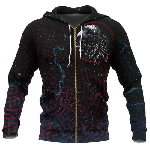 VikingStyle Clothing - The Raven Red Circle Zip Hoodie A35
