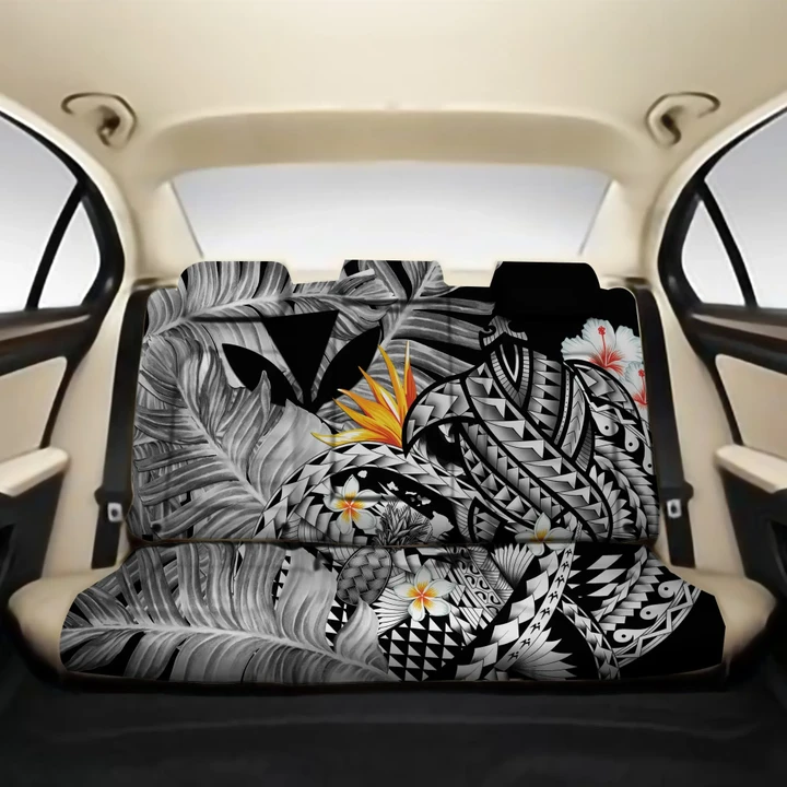 Kanaka Maoli (Hawaiian) Back Car Seat Covers - Polynesian Pineapple Banana Leaves Turtle Tattoo Gray A02