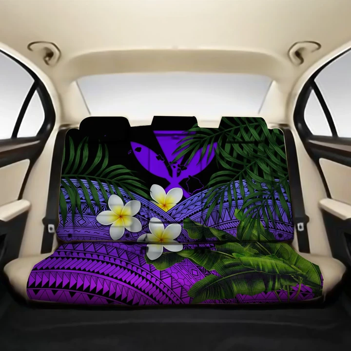 Kanaka Maoli (Hawaiian) Back Car Seat Covers - Polynesian Plumeria Banana Leaves Purple A02