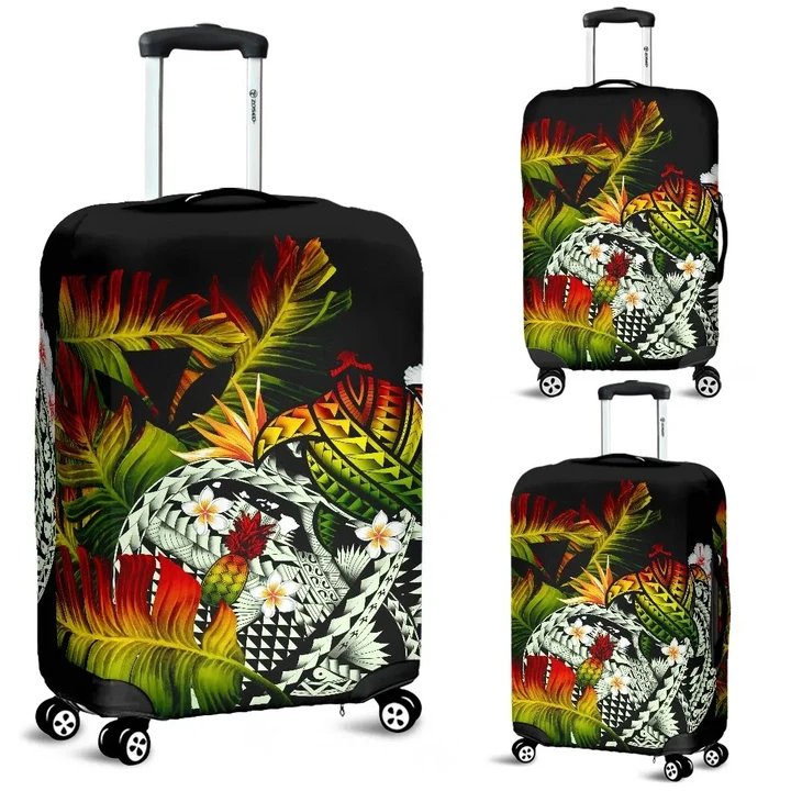 Kanaka Maoli (Hawaiian) Luggage Covers, Polynesian Pineapple Banana Leaves Turtle Tattoo Reggae