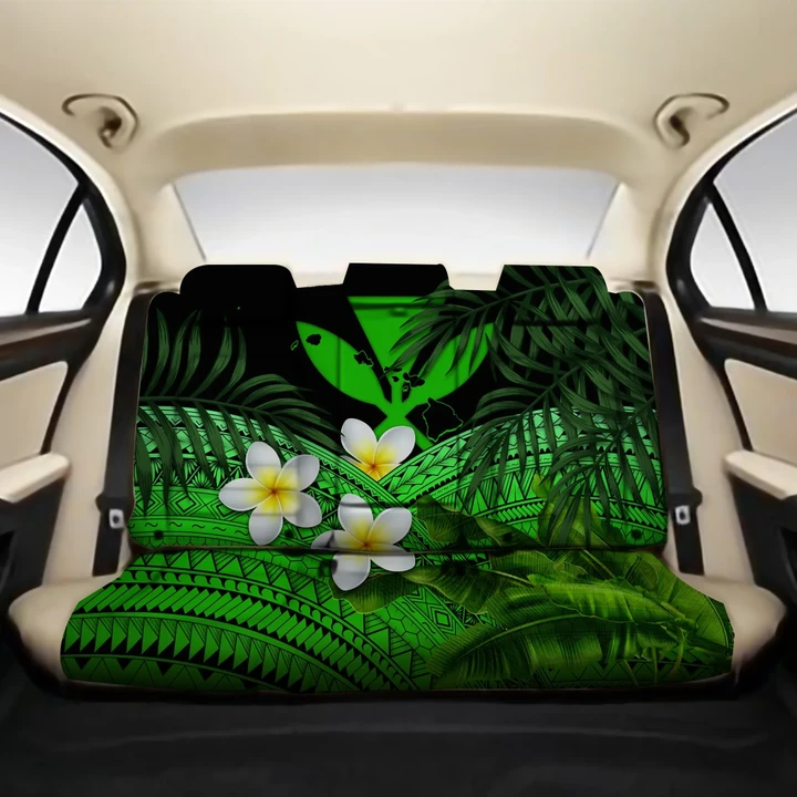 Kanaka Maoli (Hawaiian) Back Car Seat Covers - Polynesian Plumeria Banana Leaves Green A02